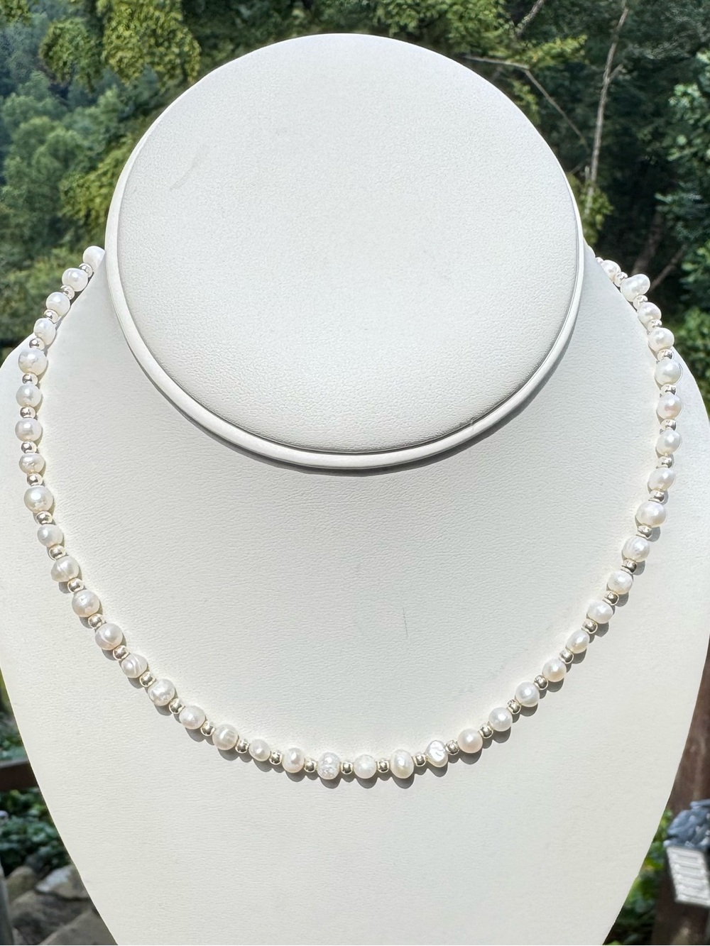 Genuine Pearl & Gold Ball Necklace